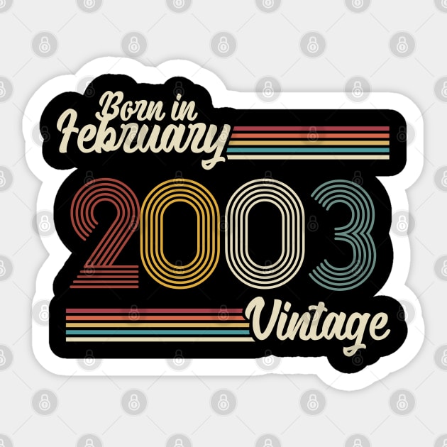 Vintage Born in February 2003 Sticker by Jokowow